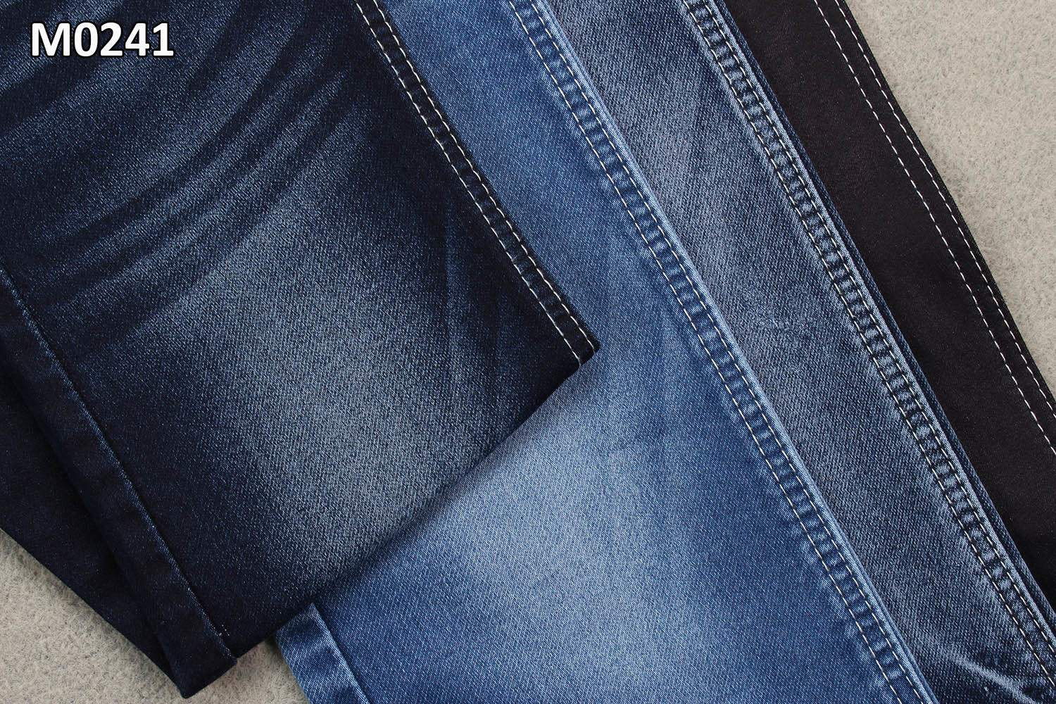 Stretch Cotton Fake Knit Denim Jeans Fabric With Double Layers 10.9 Ounce