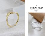 Lanciashow 925 Sterling Silver Gold Plated Jewelry Open Ring Irregular Wavy