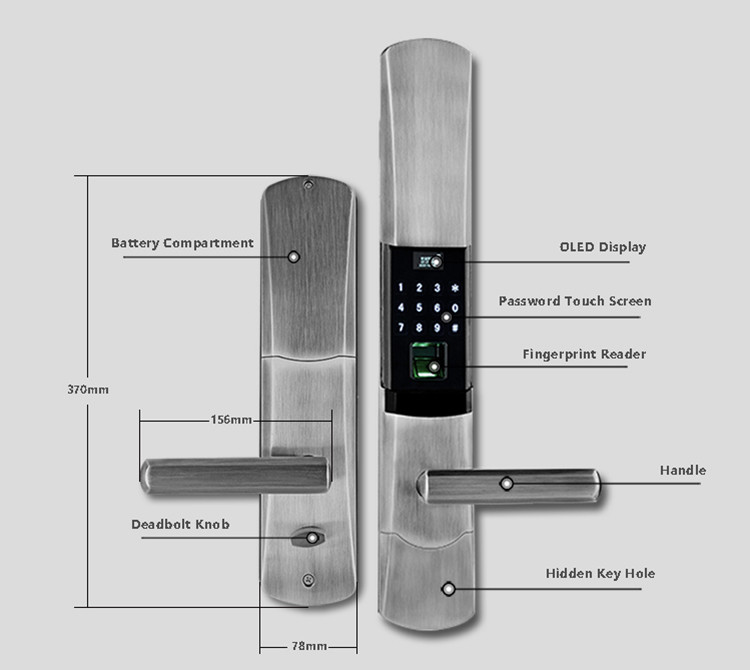 Deadbolt Smart Keyless Entry Door Lock , Digital Fingerprint Door Lock