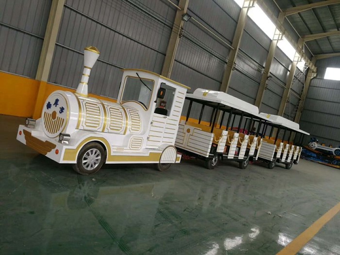 Customized Color Trackless Train Amusement Ride With FRP And Steel Material