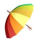 Wooden Handle Rainbow Coloured Umbrella Durable Fabric 14 Ribs 105cm Length