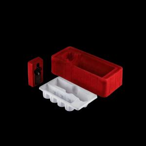 Wholesale Customized disposable PP pet PVC PS flocking plastic black/white plastic blister tray for food cosmetics from china suppliers