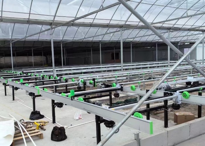 Growing System Rolling Greenhouse Tables Adjustable Shuttle Bench System Agriculture Movable Bench