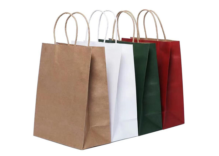 250gsm Colored Paper Shopping Bags Retail Shopping Bags Kraft Brown Paper Shopping Bags With Handles