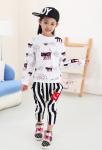 2016 Fashion Girl Kid's Cat Cartoo Pattern Long Sleeve Cotten Sport Kitten Top