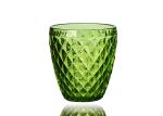 Solid Green 14cm Coloured Whisky Glasses , 350ml Embossed Wine Glasses