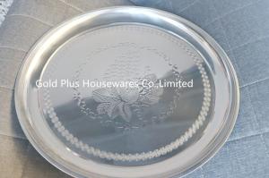 Wholesale 35cm Decorative rolling tray for wedding luxury stainless steel silver tray home cook use serving round tray from china suppliers