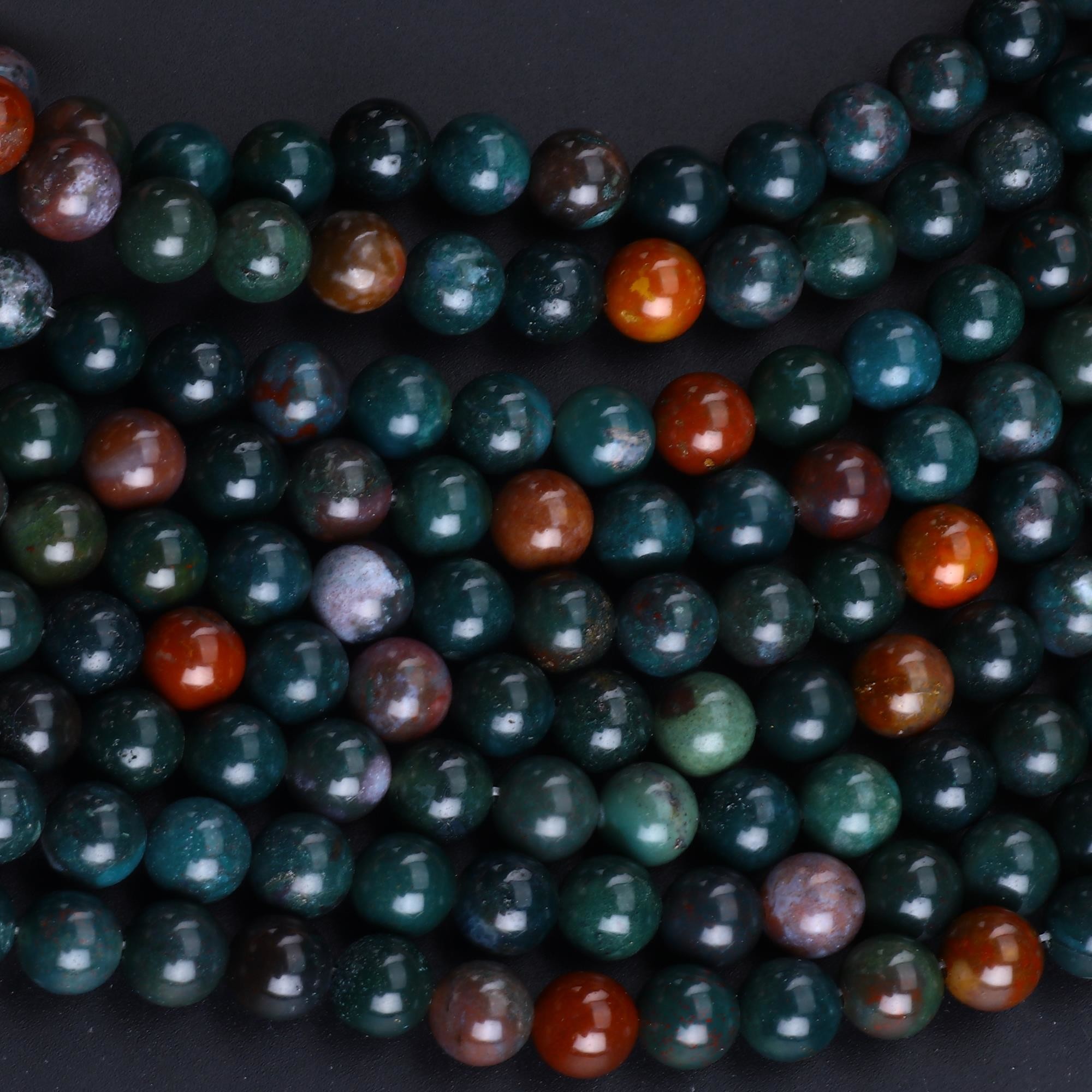 Blood Stone Round Bead Natural Crystal Gemstone Loose Bead Strands for DIY Jewelry Making