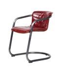 Iron Frame Leather Dining Room Chairs , Oxblood Red Real Leather Dining Chairs