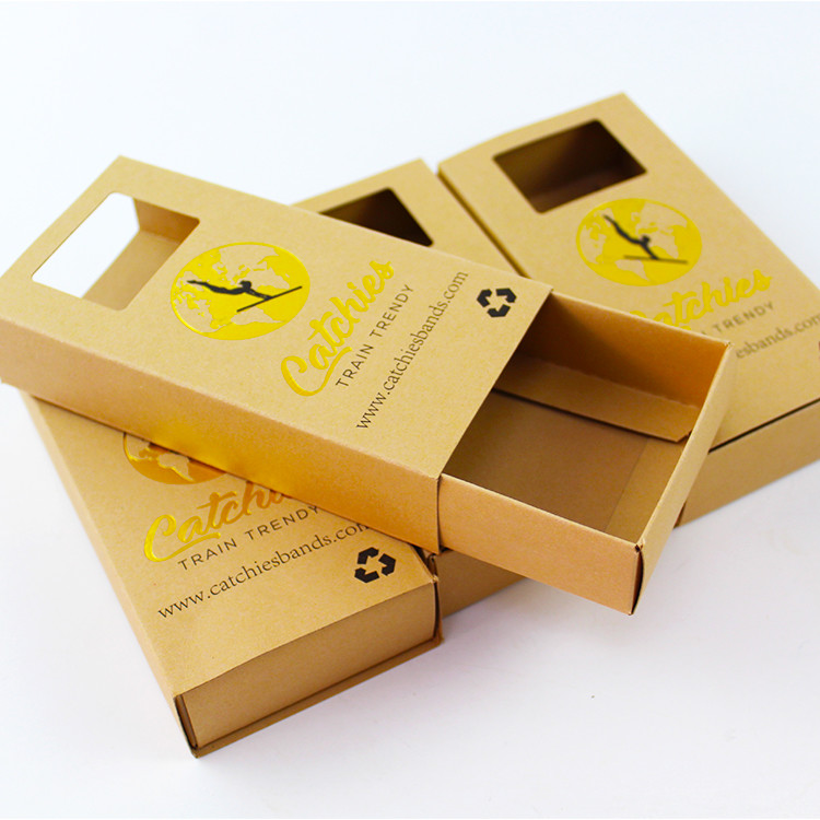 Ecological Square Sliding Kraft Packaging Box With Windows