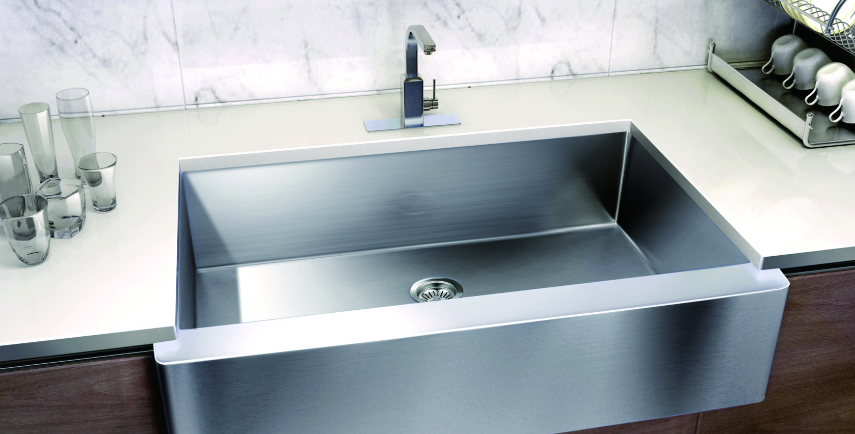 Nano PVD 33 Inch Apron Stainless Steel Kitchen Sink 1 Bowl