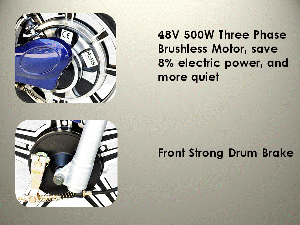 12 Inch Wheel Pedal Assisted Electric Scooter 35Km/H 48V 500W Motor