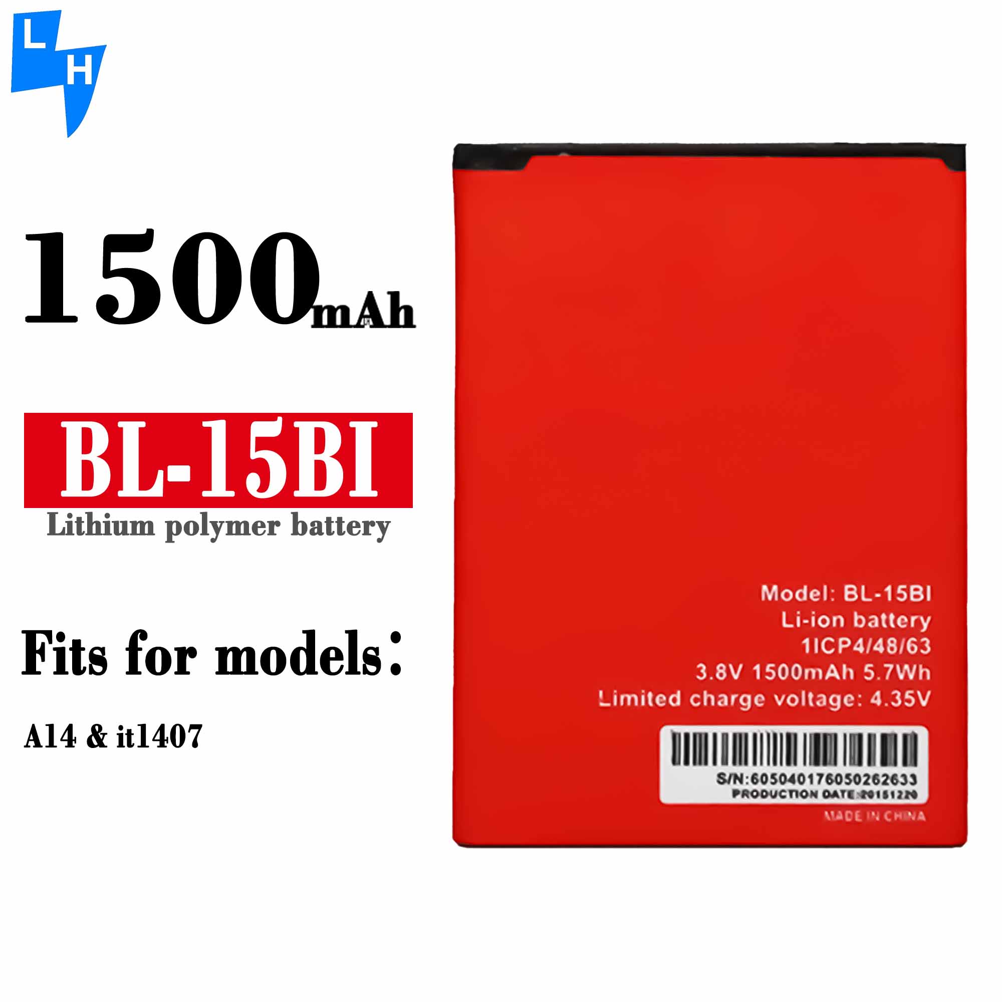 BL-15BI 1500mAh Li-ion Battery for itel A14 it1407 Protection Double IC Protection