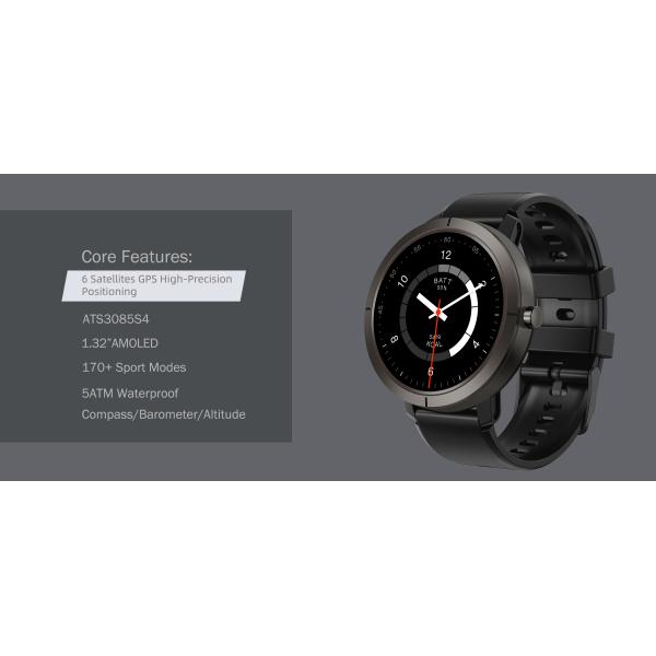 DM76 Outdoor Sport Smart Watch GPS Ultra-thin 1.32'' AMOLED BT Call 50M Waterproof Compass Heart Rate Reloj Smartwatch