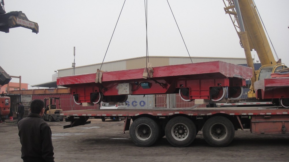 Towed Cable Powered Factory Material Handling Hydraulic Rail Transport Cart For Steel Structure