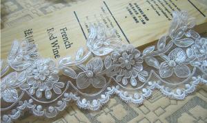 Wholesale Wedding Dress Lace Border with Cord/ Bridal veils Lace Edge with Bead from china suppliers