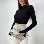 OEM maufactory Pure color street sweater farbic female slim turtlenecks long