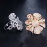 Hot Sale CZ Flower Ring CZ Gold Ring For Women Fashion Zirconia Ring Wedding