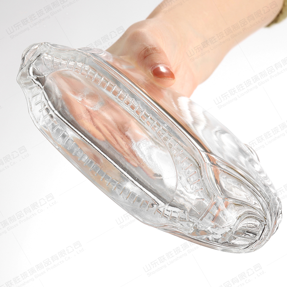 Acid Etch Surface Handling Glass Whisky Brandy Bottle with Round Crystal Stopper