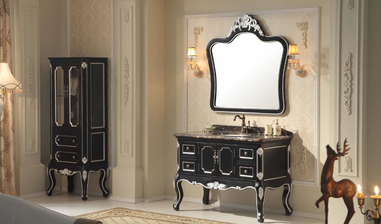 60CM Solid Wood Bathroom Vanities With Tops Base With Mirror Washroom