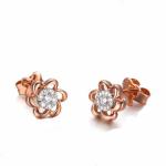18K Rose Gold Classic Sakura Daimonds Stud Earrings for Women Girl Gift (GDE011)