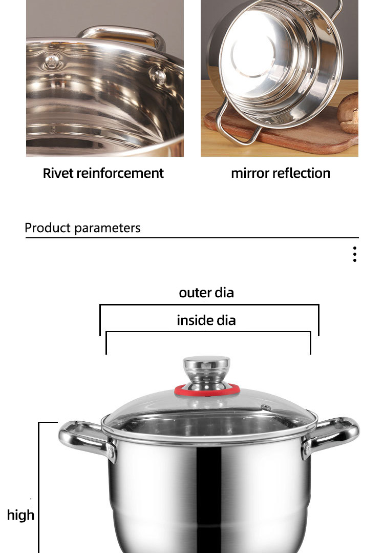 Direct Selling 201 Stainless Steel Soup Pot Cookware Set Big Steamer Cooking Pot Set With Spacers