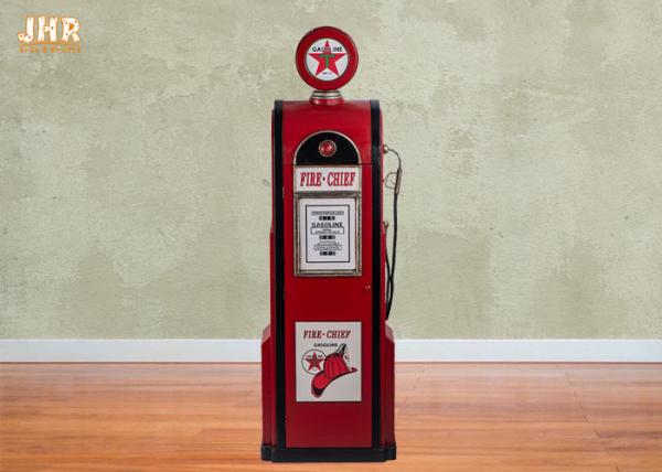 Gas Pump Storage Rack Antique Decorative Wood Storage Cabinets Red Color MDF