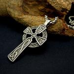 925 Silver Plated Titanium Stainless Steel Cross Pendant Vintage Old Necklace