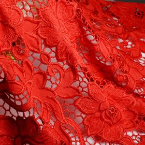 Wholesale 135CM 3d Red Flowers Embroidery Guipure Lace Fabric For Garment from china suppliers