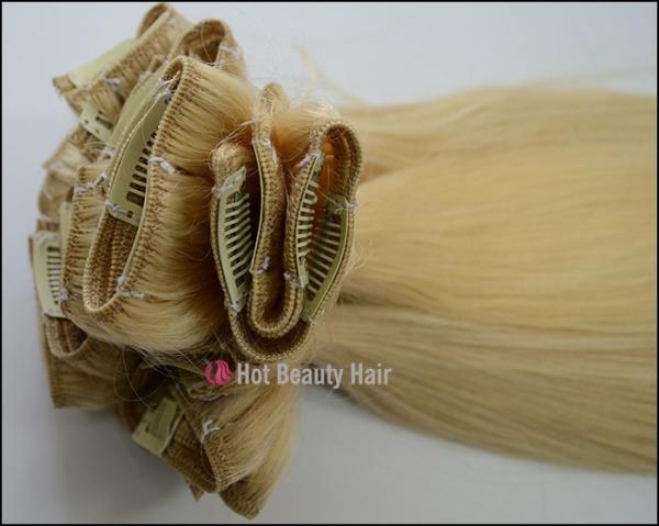 Stock Mixed Color Clip in Hair Extensions 20 Inch Straight For Female