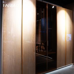 Wholesale Luxury Customized Wardrobe Closet UV Lacquer Gold Fitted Bedroom Wardrobe from china suppliers