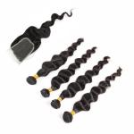 Natural Color Black Indian Virgin Remy Hair Extensions 4 Bundles Loose Wave