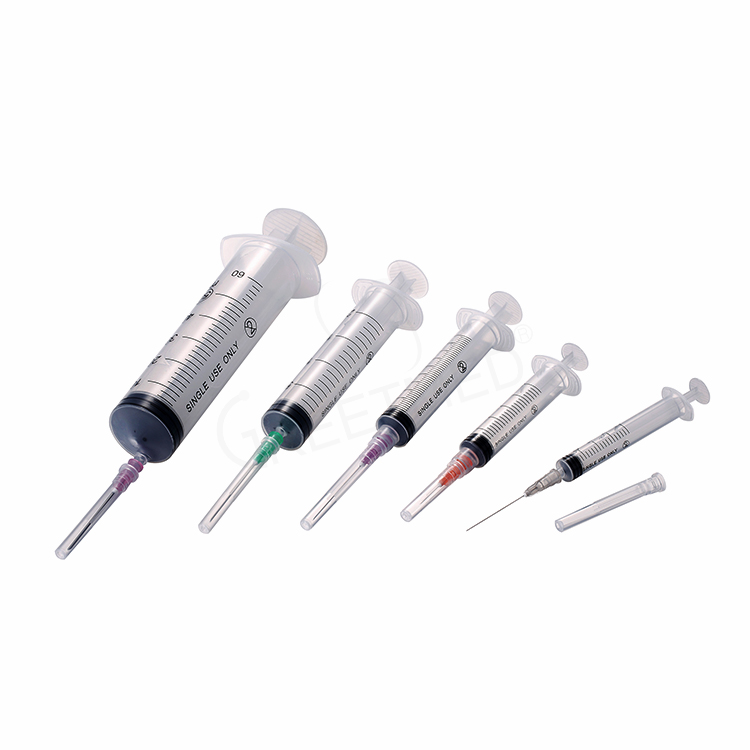 CE approved medical 1ml 3ml 5ml 10ml 20ml 60ml plastic luer lock slip disposable syringe with needle