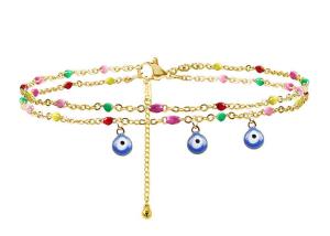 Wholesale Stainless steel anklet Women's Beach Demon Eye Activity Pendant independently packaged seven-color women's foot ornament from china suppliers