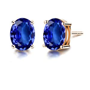 Wholesale 18K Rose Gold Oval Tanzanite Gem Stud Earrings for Women Wedding Jewelry ( KE002ROSE) from china suppliers