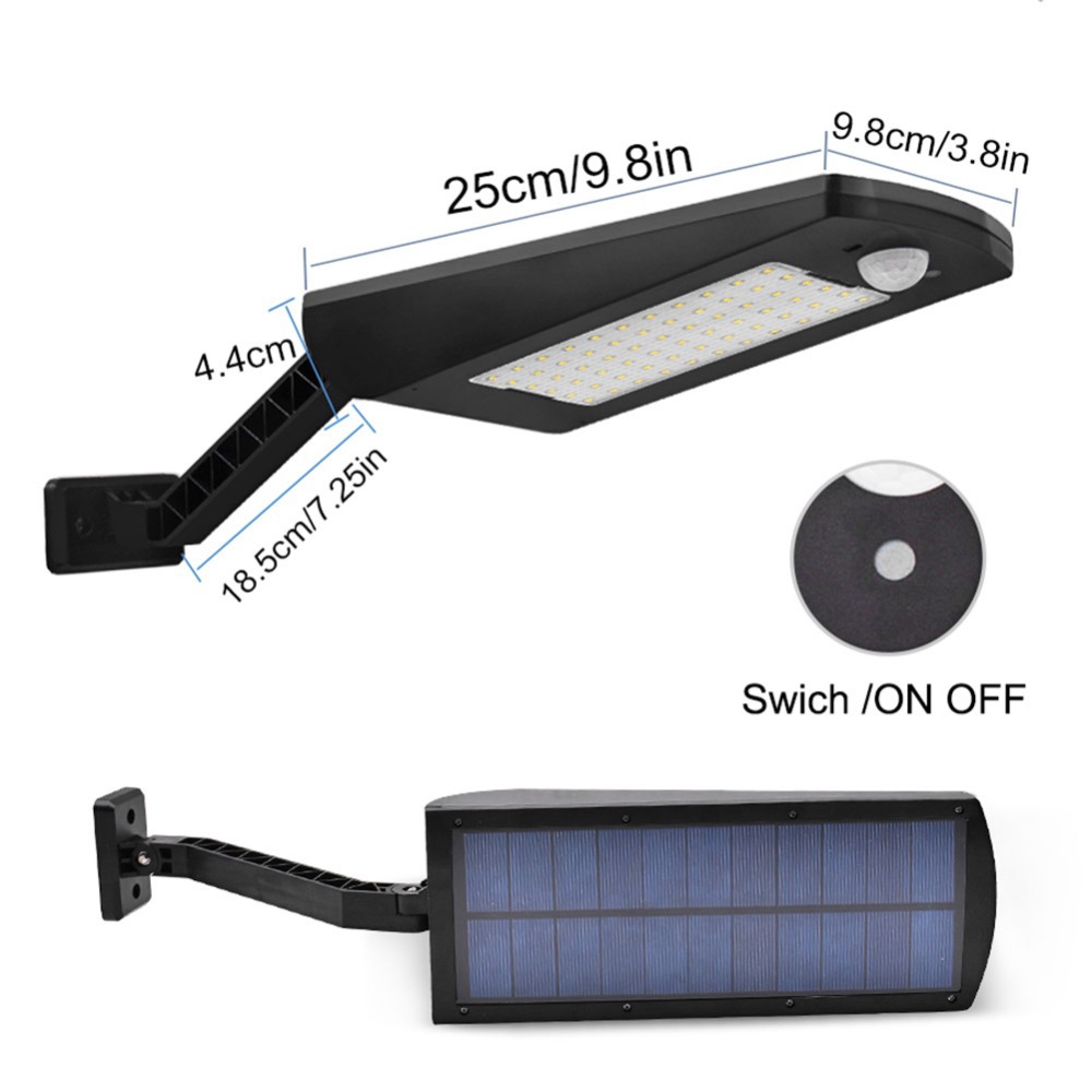 66LED 7W IP65 Solar Powered Parking Lot Lights Wall Mountable