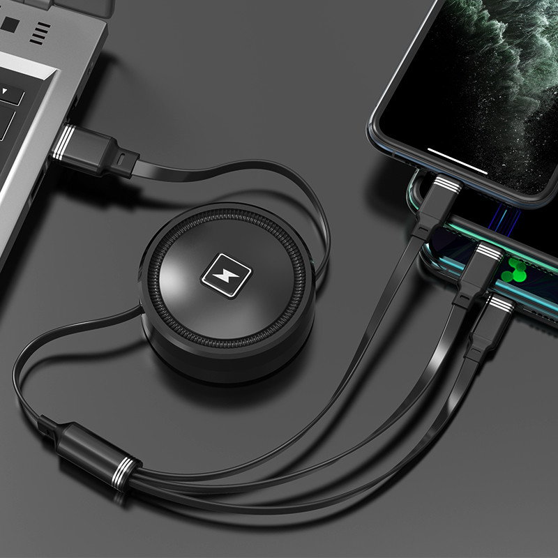 Multi Function 1.1m Three In One USB Cable Extendable Data Line
