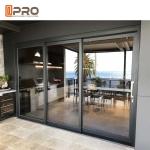Waterproof Commercial Sliding Glass Door Double Glass Aluminium Profile Exterior