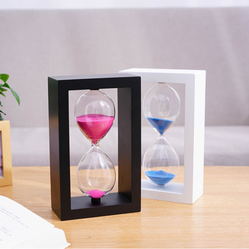 Big Sand Timer Hourglass Wooden Stool Pine Material For Souvenir And Festival Gift