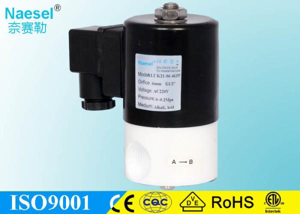 Silicone Seal Chemical Resistant Solenoid Valves Direct Acting 2 Port 1 / 2 Inch