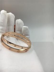 Wholesale Women'S Rose Gold Luxury Diamond Jewelry Love Bracelet With Six Pink Sapphires from china suppliers