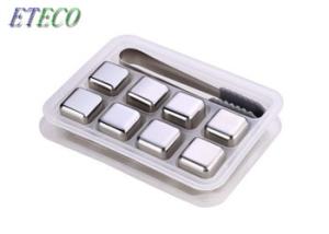 Wholesale 8pcs Set Stainless Steel Whiskey Cubes , Silver Ice Cubes With Ice Tongs from china suppliers
