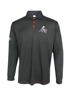 Wholesale 180GSM Lapel Collar T-SHIRT &amp; POLO Red Buttons Black Long Sleeve T Shirt from china suppliers