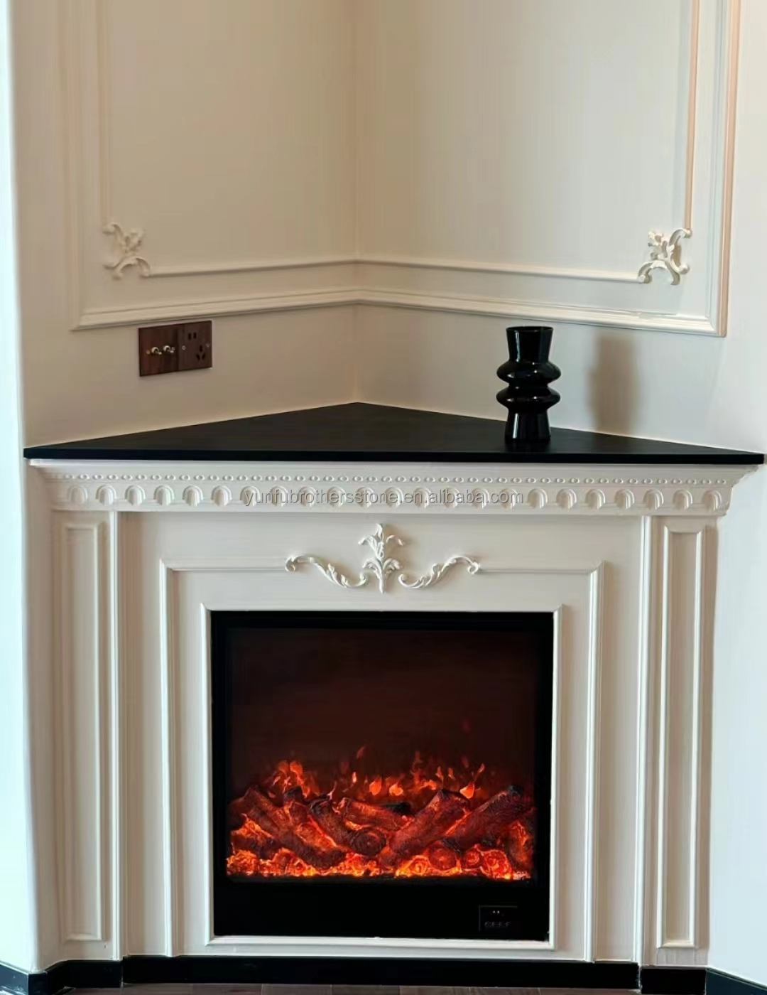 Modern Italian Style Marble Fireplace Mantel Indoor Decorative Stone Fireplace in Granite