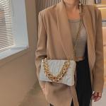 Customized Logo Printing PU Leather Handbags Stylish Ladies' Purses with Chain