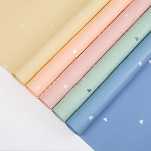 Wholesale Valentine's Day Heart-Print Oya Paper Waterproof Solid Color Floral Wrapping Paper for Bouquets Florist Grade 56cm*56cm Customized from china suppliers