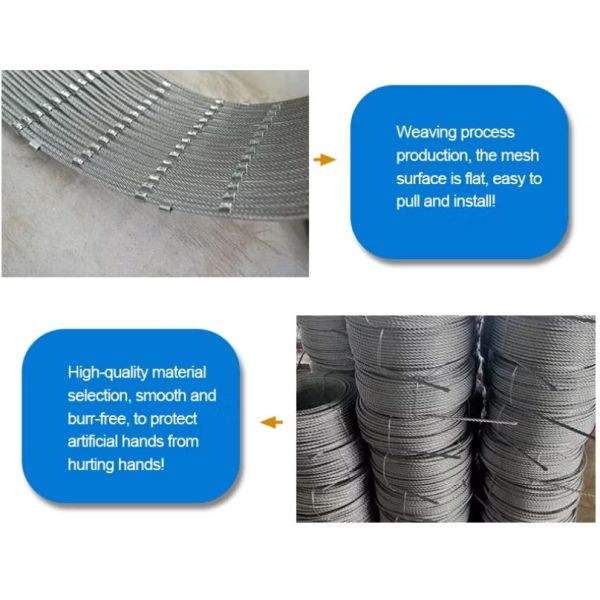 Flexible 304 316 Stainless Steel Cable Ferrule Woven Wire Rope Mesh for Bridge
