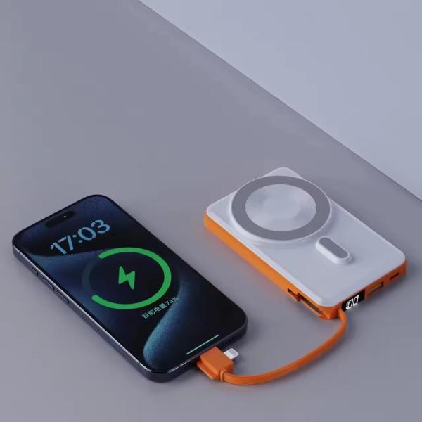 15W QI Magnet Wireless Power Bank 10000mAh with Holder for Mobile Phone Watch 3 in 1 Wireless Charger