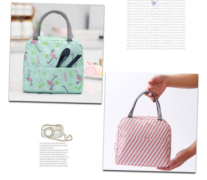 Custom Printed Striped Oxford Insulated Lunch Cooler Bags