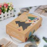 Christmas style biodegradable paper food packaging box,PVC open Gift Biodergrada